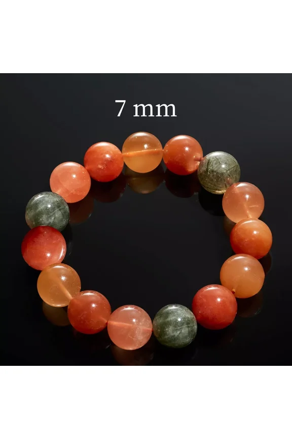 Jewelry Natural Colored Rabbit Hair Bracelet, Colored Rutilated Quartz (Bead Dia. 7mm)