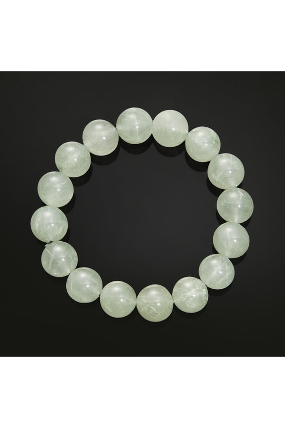 Jewelry Natural Jade Green Hair Crystal Bracelet, Ice Seed Green Crystal Jewelry, Men's and Women's Bracelets (Bead Dia. 7 mm)