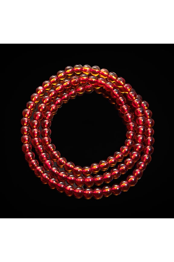 Jewelry Natural Orange Garnet 3-Loop Bracelet, Orange Garnet Multi Loop Bracelet Crystal Jewelry, Men's and Women's Bracelets (Bead Dia. 4 mm)