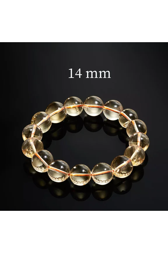 Jewelry Natural Yellow Crystal Bracelet, Citrine, Collection Level (Bead Dia. 14mm)