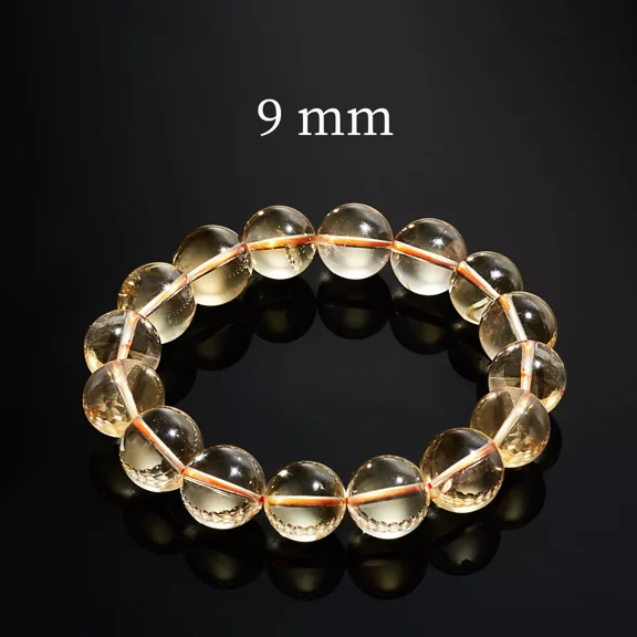 Flyshop Jewelry Natural Yellow Crystal Bracelet, Citrine, Collection Level (Bead Dia. 9mm)