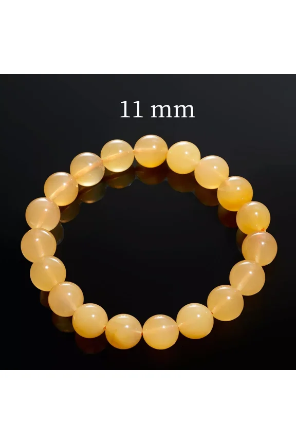 Jewelry Natural Yellow Rabbit Hair Bracelet, Premium Level (Bead Dia. 11mm)