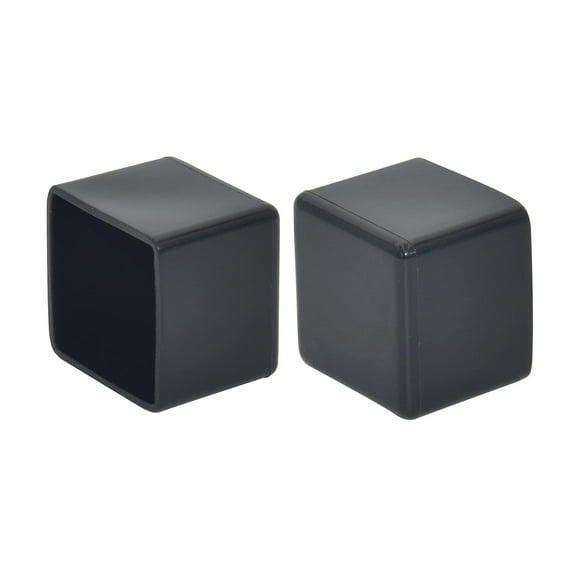 Flyshop Square Flexible PVC Leg Tips Chair Leg Caps Furniture Floor Protectors, 1-3/16" x 1-3/16", 30 x 30 mm, Bright Black, 2Pcs