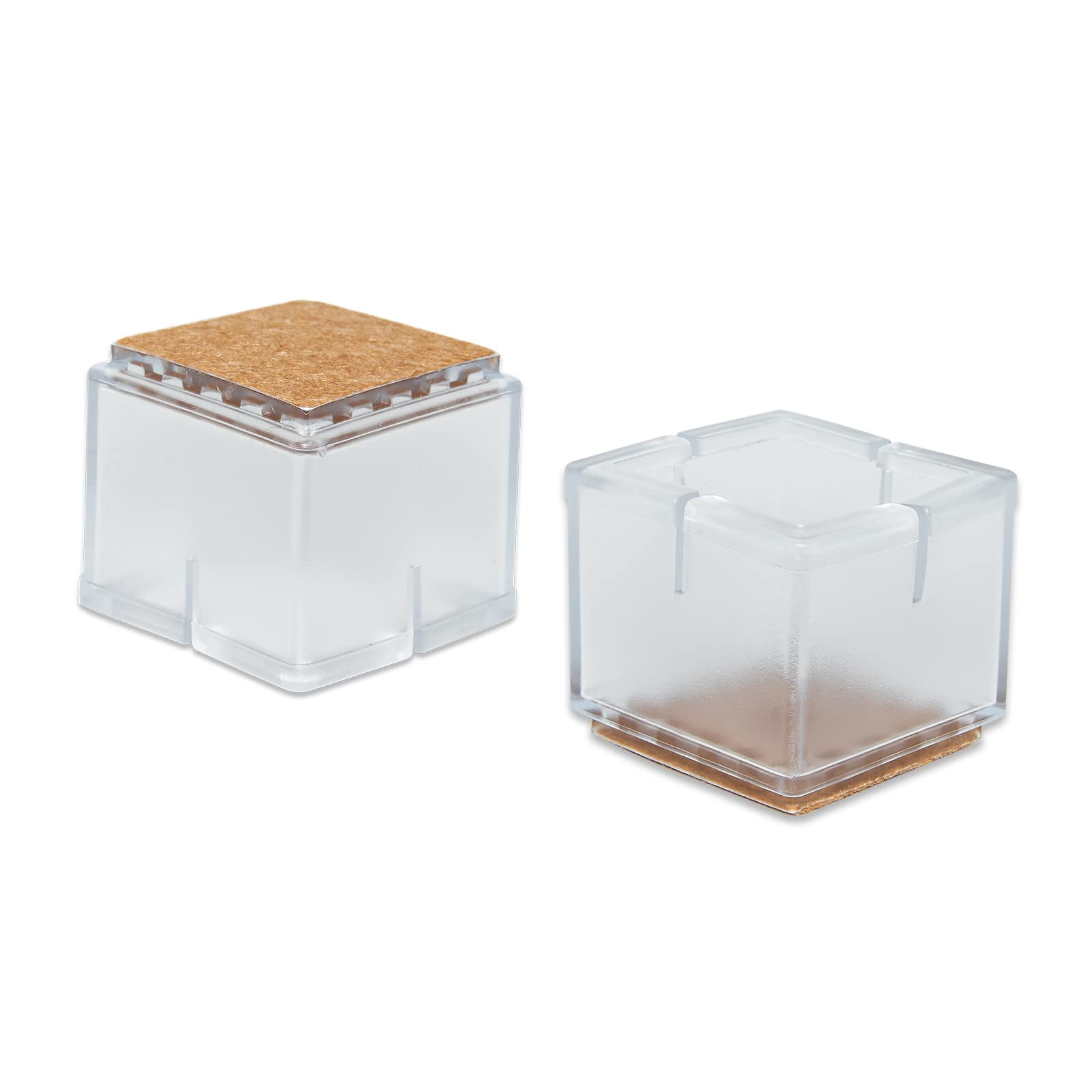 Flyshop Square Flexible PVC Leg Tips with Felt Furniture Chair Leg Caps Floor Protectors, 1-15/16" to 2-1/8", 49 to 55 mm, Transparent, 4PCS (Type 17)