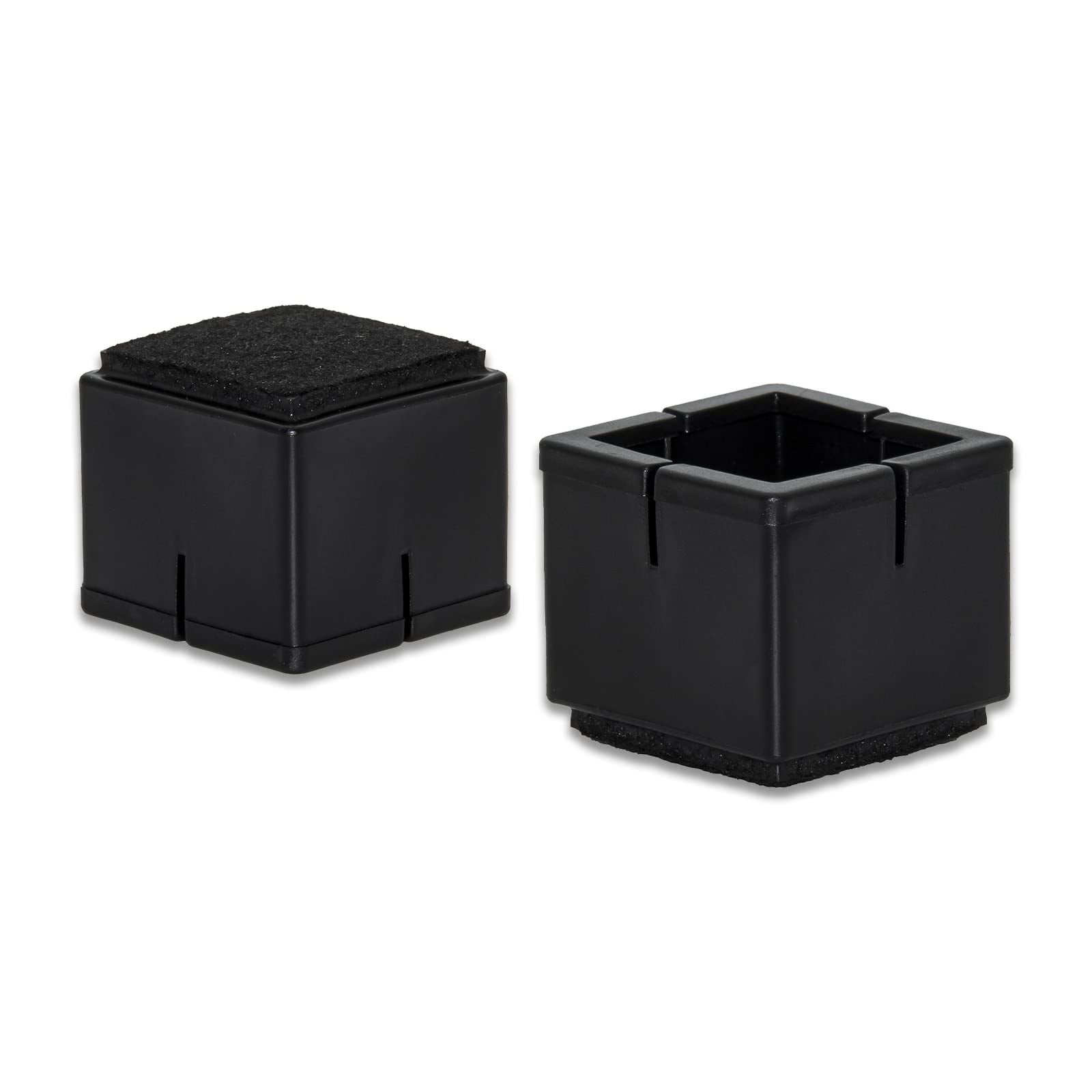 Flyshop Square Flexible PVC Leg Tips with Felt Furniture Chair Leg Caps Floor Protectors, 1-15/16" to 2-1/8", 49 to 55 mm, Black, 2PCS (Type 17)