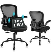 Flysky Ergonomic Office Chair 300lb,Desk Chair with Lumbar Support and Flip-up Arms, 1PC Black