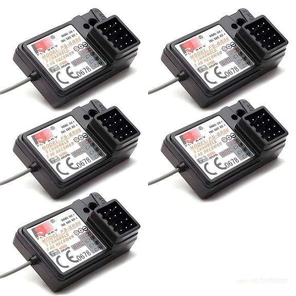 Flysky FS-GR3E 3CH 2.4GHz Receiver  AFHDS Compatible RC Car & Boat Receiver for FS-GT2, FS-GT3B, FS-CT6B Transmitters (5 Pack)