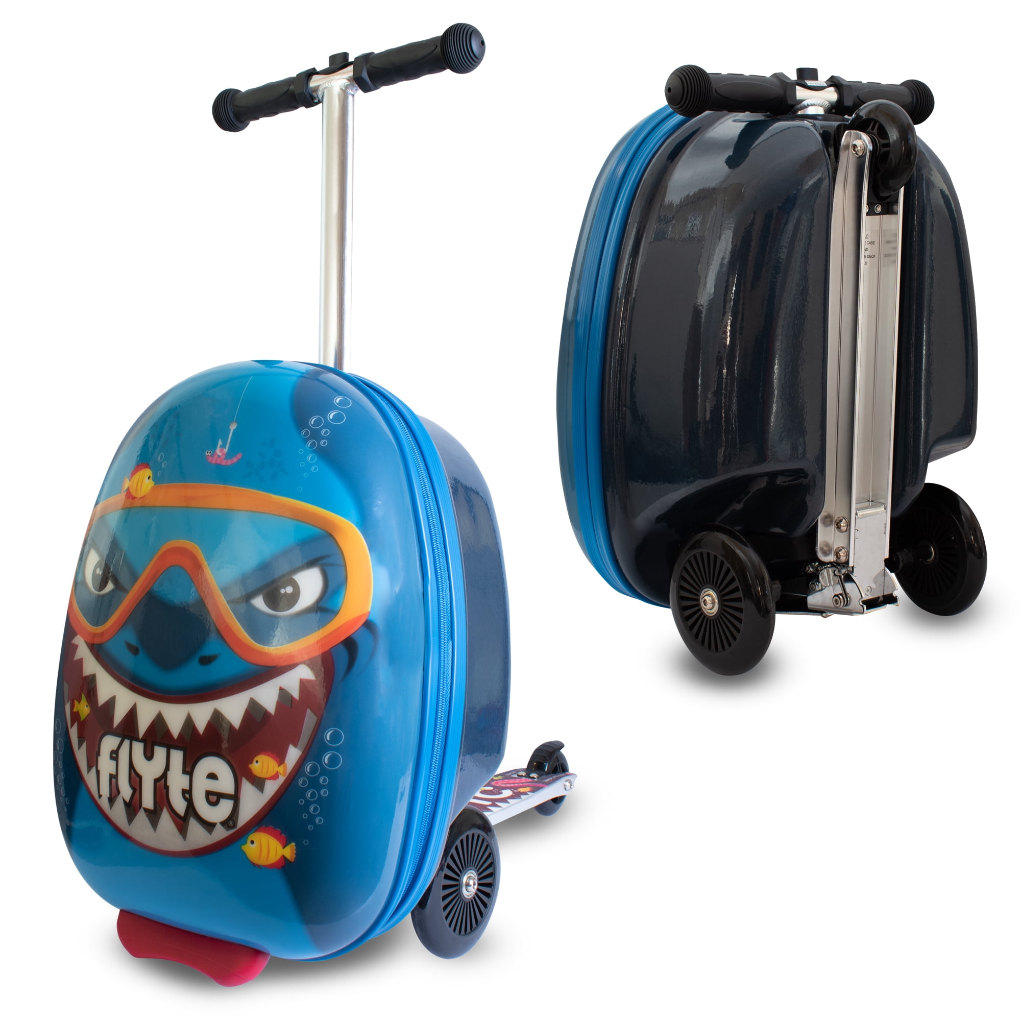Costway 2-in-1 Folding Ride on Suitcase Scooter with LED Wheels Brake System Kids Toy Gifts