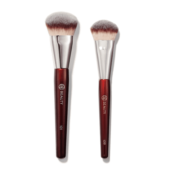 Flytod BK Beauty Brushes Set-109 &101 Contoured Foundation, and Mini Foundation Brushes - Premium Face Brushes for Effortless Flawless Makeup