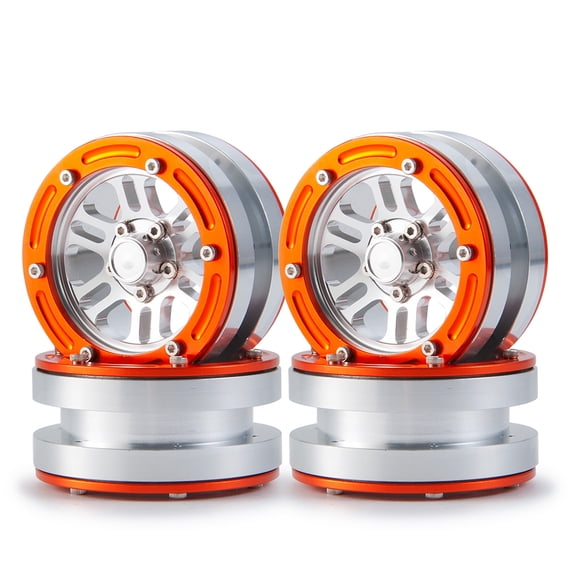 Flyxm 4Pcs 1.9 Inch Aluminum Alloy Beadlock Wheel Rims Hubs for RC Rock Crawler