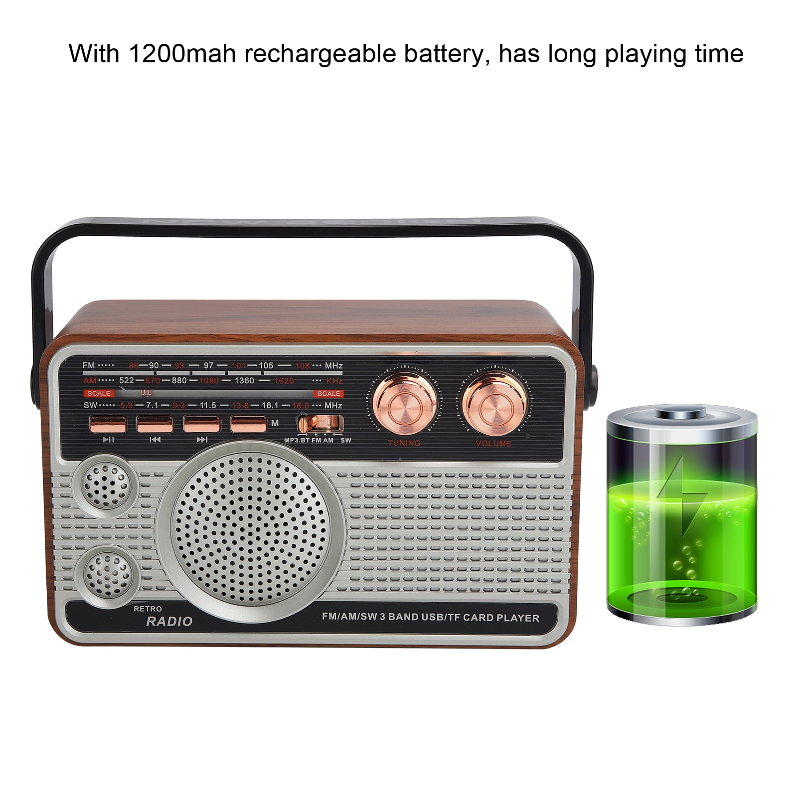Fm/Am/Sw Radio Portable Bluetooth Rechargeable Usb Speaker For U Disk ...