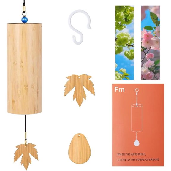 Fm Chord Wind Chimes - F Minor Tuned, Weather-Resistant Meditation Chimes, Indoor/Outdoor Hand-Cranked Windchime for Yoga with Interchangeable Pendulums & S Hook