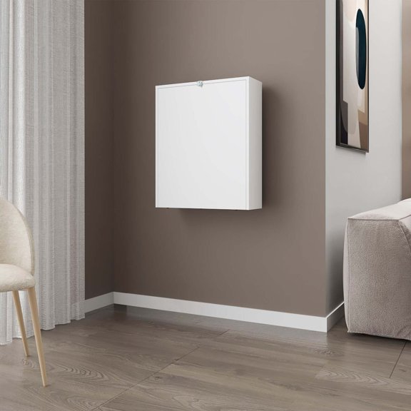 FM FURNITURE Aguila Wall-Mounted Drop-Leaf Table, White