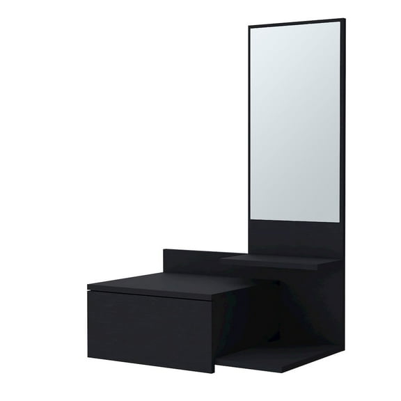 Fm Furniture Elgin Floating Vanity with Included Mirror, Black