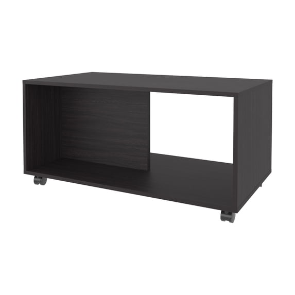 FM FURNITURE Gu Oidak Coffee with Storage Engineered Wood Caster Wheels Wengue