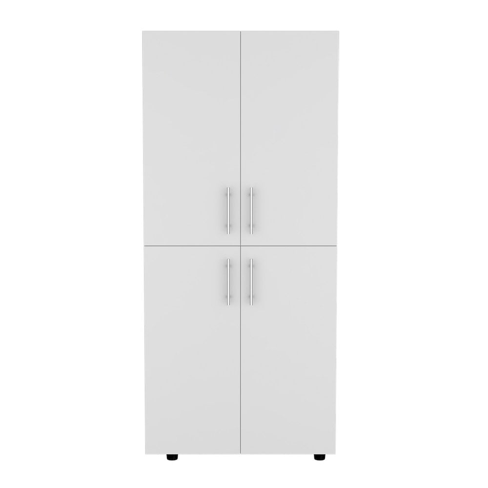 Hazel White Melamine Armoire with 2 Doors and 4 Shelves