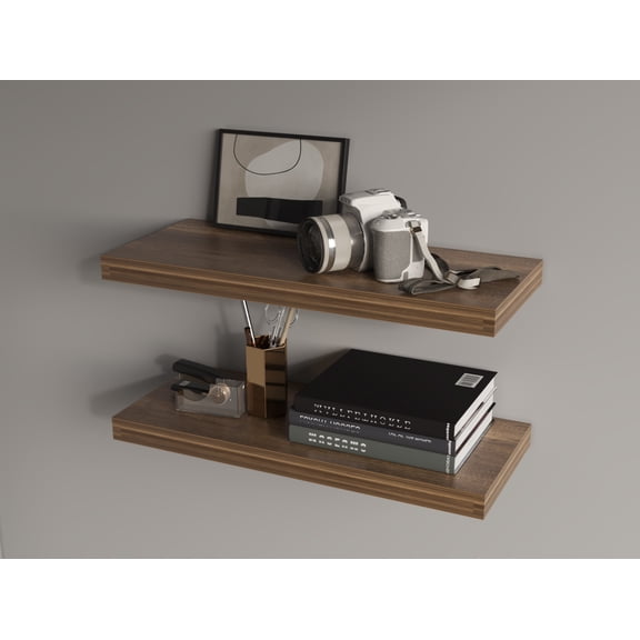 Fm Furniture Iva Floating Shelf In Melamine X2 ,Walnut