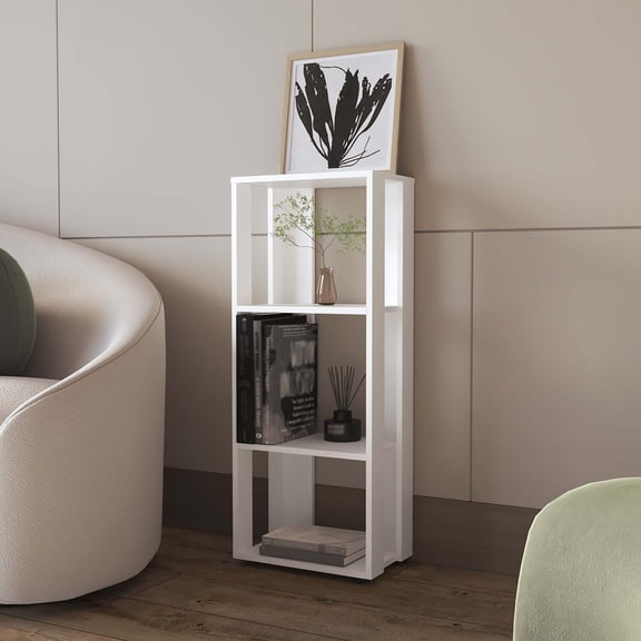 FM FURNITURE Modoc Bookcase, White, 39.4" Tall Melamine Shelves