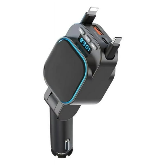 Fm Transmitter Bluetooth 5.3 Car Mp3 Player 96w Pd Type-C+Qc3.0 Fast Car Charger with 2 Retractable Cables