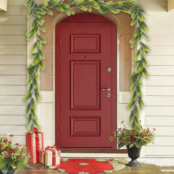 Fmbmuo 1.8-Meter Artificial Pine Needle Garland - Textured Wicker Plastic & Soft Rubber Greenery Vines for Christmas Home Decor(E)