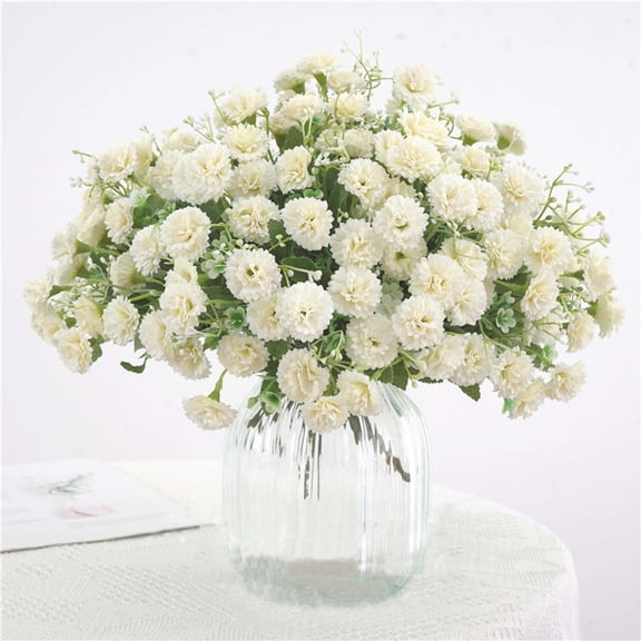 Fmbmuo 1 Bouquet Hydrangea Artificial Flowers White Fade-Resistant Decorations & Arrangements, Hydrangea Plastic Rust Resistant Artificial Flower for Outdoor Front Door Decor