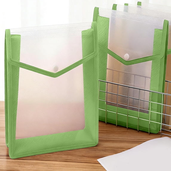 Fmbmuo 1 Pack File Folders Green Reinforced Plastic Document Organizer, Snap Closure Portable Letter Size Paper Organizer for Home Office Filing