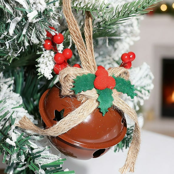 Fmbmuo 1 Pcs Christmas Ornaments Brown Christmas Bells Shatterproof Decorations Traditional Metallic Metal Home Decor for Winter Holiday Indoor Decor