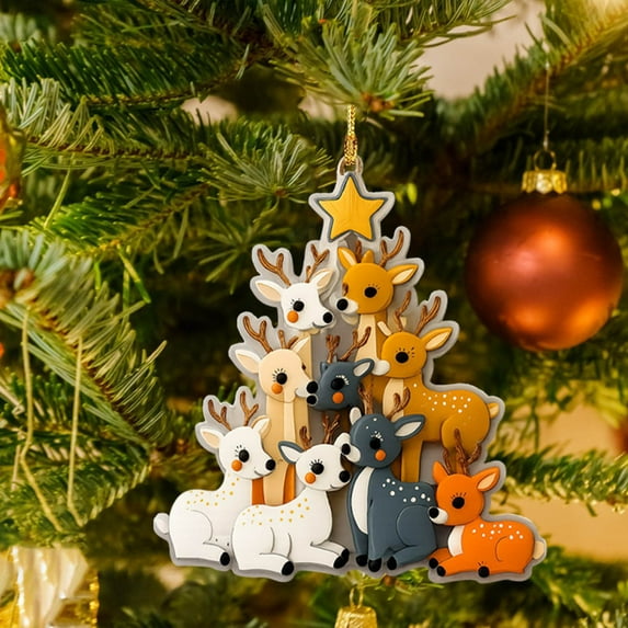 Fmbmuo 1 Pcs Christmas Tree Ornaments Unbreakable Multicolor Animals Decorations Iridescent Modern Acrylic Home Decor Holiday Season Home Decor