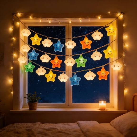 Fmbmuo 10 LED Nebula Cloud Starry Light Projector Room Decoration Battery Operated Fairy Lights for Camping Tent Party Warm White