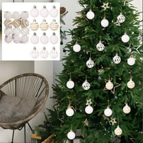 Fmbmuo 12-Pack 4cm Flocked Christmas Ball Ornaments, Christmas Tree Hanging Baubles, Indoor Holiday Decorations, Small Space Room Decor(White)