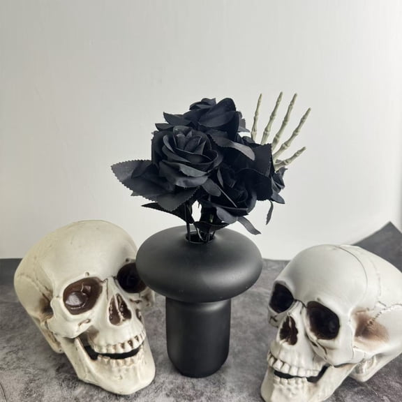 Fmbmuo 15.75 Inch Skeleton Hand Black Rose Halloween Artificial Branch Decor - Maintenance-Free for Any Space