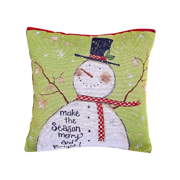 Fmbmuo 18"x18" Cotton Linen Blend Throw Pillows Covers - Classic Winter-Themed Christmas Decorations