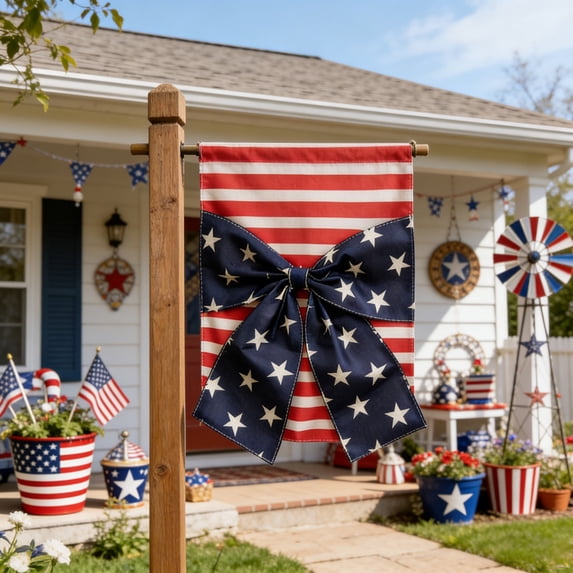 Fmbmuo 18x12 Inch Double Sided Patriotic Garden Flag Red White Blue Outdoor Decor for Yard Porch Independence Day Party Supplies