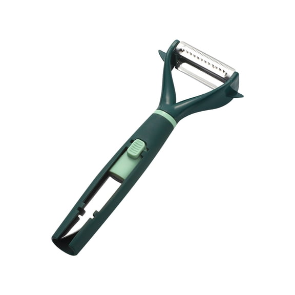 Fmbmuo 2-in-1 Multifunctional Fruit and Vegetable Peeler Green 1 Pcs Plastic Kitchen Gadgets, Handheld Multi-blade Peeler Easy to Clean Comfortable To Hold
