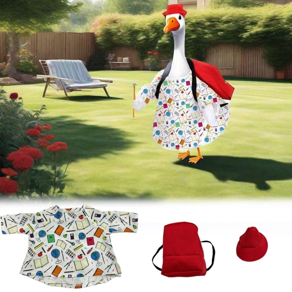 Fmbmuo 23-Inch Porch Goose Outfit Red Cloth Holiday Yard Decoration Easter Goose Clothes for Garden Statue