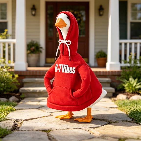 Fmbmuo 23 Inch Porch Goose Outfits Polyester Weatherproof Durable Garden Patio Lawn Statue Decor,Red