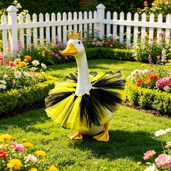 Fmbmuo 23-Inch Spring Bee Porch Goose Crown Tulle Dress Set Yellow Cloth,Great Gift for Goose Lovers