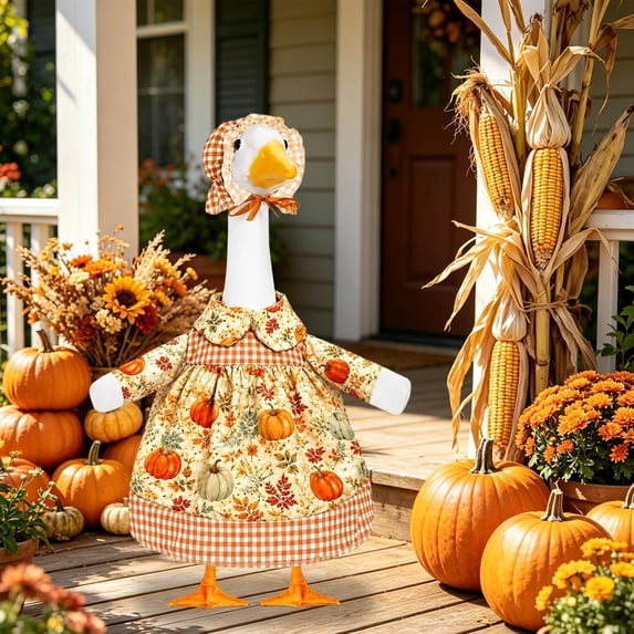 Fmbmuo 23 Inch Thanksgiving Harvest Porch Goose Costume Set Fall Garden Yard Weatherproof Decor,Yellow