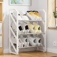 thumbnail image 1 of Fmbmuo 3 Tier Shoe Rack for Entryway Freestanding Stainless Steel Organizer, Portable for Entryway and Closet Hallway Art Deco Shoe Rack (White), 1 of 4