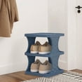 thumbnail image 1 of Fmbmuo 3 Tier Small Shoe Rack Plastic Freestanding Organizer, Space Saving and Easy Assembly Stackable Minimalist Shoe Rack (Blue), 1 of 5