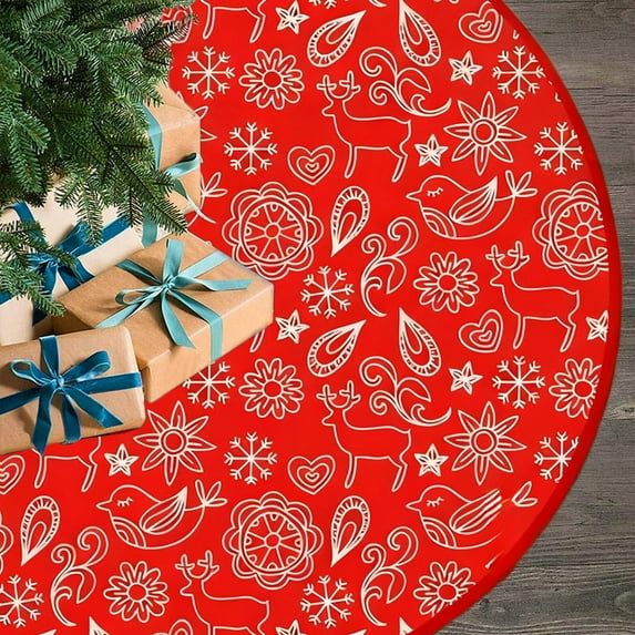 Fmbmuo 35 Inch Christmas Tree Skirt Red Plaid Christmas Decorations, Rustic Festive Nylon,Spandex Vintage Tree Skirt Good for Your Christmas Tree Display