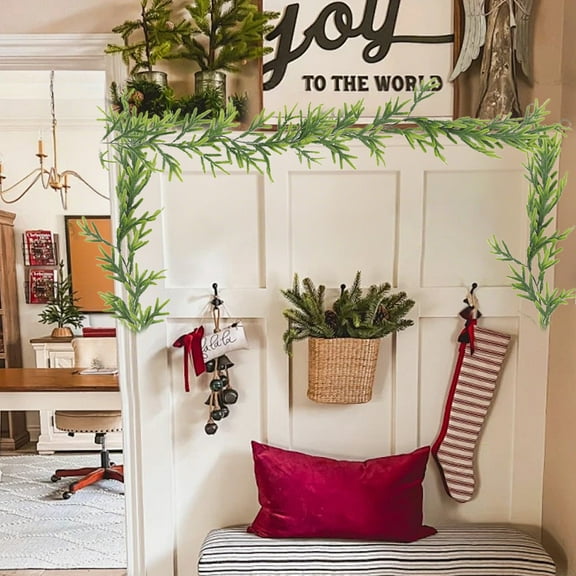 Fmbmuo 5.9ft Artificial Christmas Hanging Vines Decorations- Textured Wicker Plastic & Soft Rubber Greenery Garland for Christmas Home Decor(B)