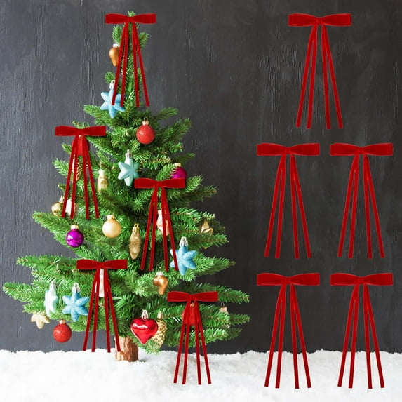 Fmbmuo 5-Pack Christmas Bows 10 Inches - Velvet Holiday Bows for Christmas Tree Decorations, Wreaths, Gift Wrapping, Xmas Decor(B)