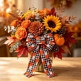 thumbnail image 1 of Fmbmuo 5 Pack Fall Wreath Bows Thanksgiving Bows Pumpkin Stal Orange Buffalo Plaid Burlap Linen Bow for Wreath, Autumn Ribbon Bows for Autumn Party Outdoor Decor, 1 of 4