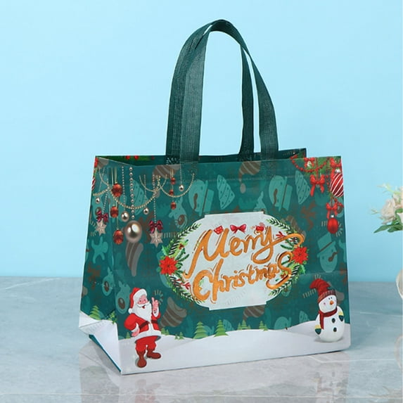 Fmbmuo 5Pcs Gift Bags Santa Claus Multicolor Medium Decorations Neon with Handles Non-Woven Fabric Christmas Bag for Office Party Gift Exchange