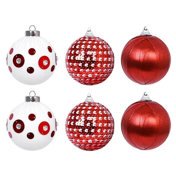 Fmbmuo 6-Pack Fabric-Covered Christmas Ball Ornaments 8cm, Soft Textured Tree Decor, Indoor Christmas Decorations, Home/Room Accents(B)
