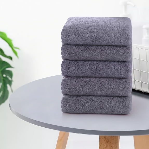 Fmbmuo Absorbent Velvet Bath Towel Gray Cloth Solid Color Washcloths, 12 x 24 inch Easy to Carry Soft Thick Gift Towels 5 Pack
