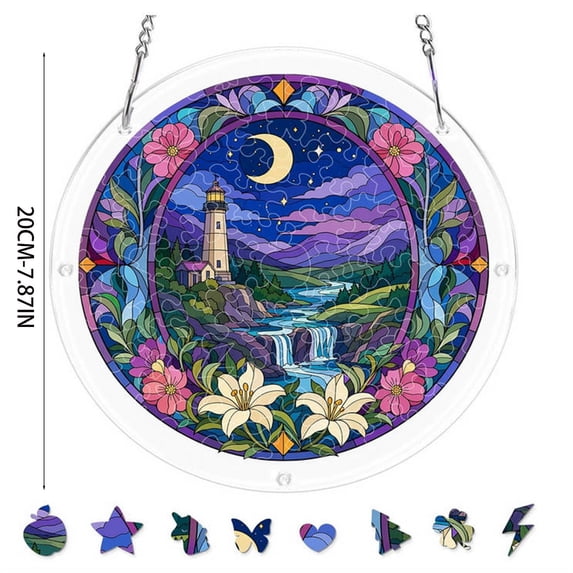 Fmbmuo Aesthetic Acrylic Puzzle Suncatcher Window Hanging Ornament Round Sun Catcher Acrylic Puzzles for Home Decor Housewarming Gift