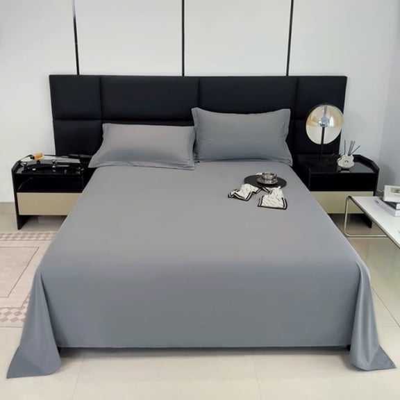 Fmbmuo Anti-Slip Sheet Set King Polyester All-Season 1 Piece Minimalist 1x Bed Sheet King Percale Gray