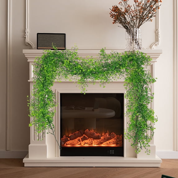 Fmbmuo Artificial Leaf Rattan Garland Indoor Reusable Green 5.9 ft Decorations, Contemporary Polyester 1 pcs Artificial Garlands Indoor / Outdoor Decor